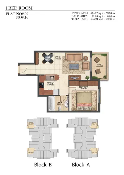Type F1 - 1 Bedroom