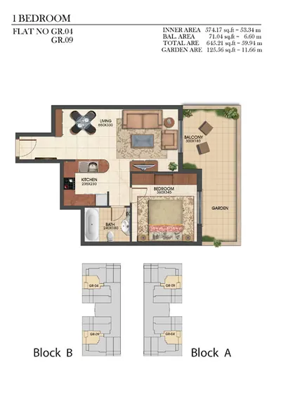 Type F2 - 1 Bedroom