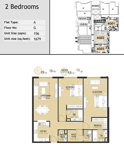 Unit AG02 - 2 bed - 1679 sq ft