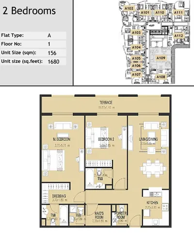 Unit A109 - 1 bed - 1680 sq ft