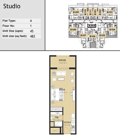 Unit B102 - Studio - 482 sq ft