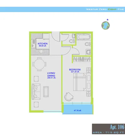 1 Bed - 716 sq ft