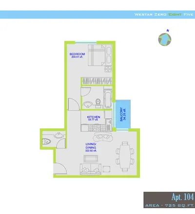 1 Bed - 725 sq ft