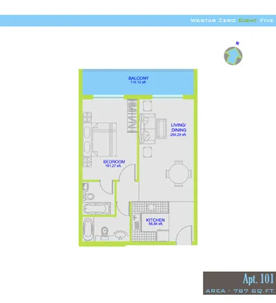 1 Bed - 787 sq ft