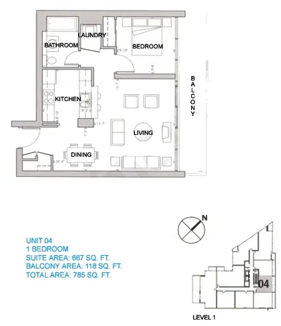Unit 04 - 1 Bed - 785