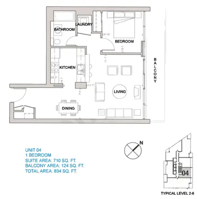 Unit 04 - 1 Bed - 834