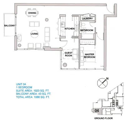 Unit 04 - 1 Bed - 1066