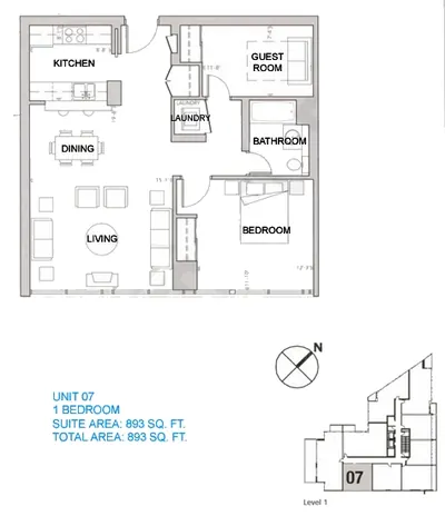 Unit 07 - 1 Bed - 893