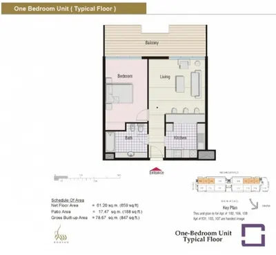 1 - Bedroom - 847 sq ft