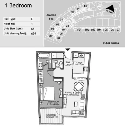 Unit 102 - 1 Bed - 699sqft