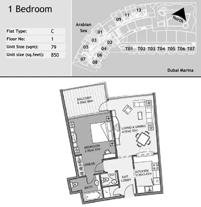Unit 103 - 1 Bed - 850sqft