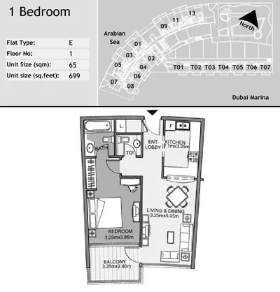 Unit 104 - 1 Bed - 699sqft