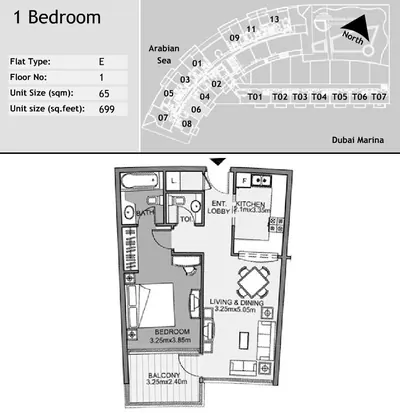Unit 106 - 1 Bed - 699sqft