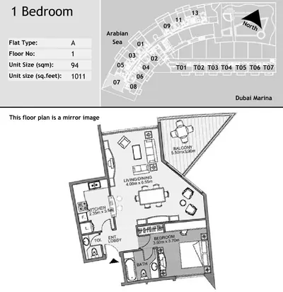 Unit 107 - 1 Bed - 1011sqft