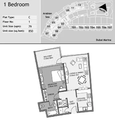 Unit 111 - 1 Bed - 850sqft