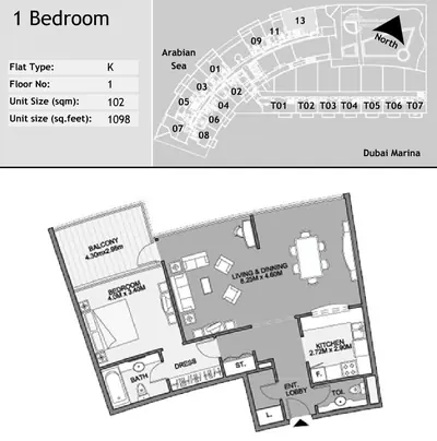Unit 113 - 1 Bed - 1098sqft