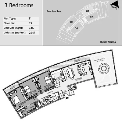 Unit 1901 - 3 Bed - 2647sqft