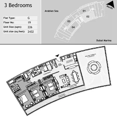 Unit 1902 - 3 Bed - 2432sqft
