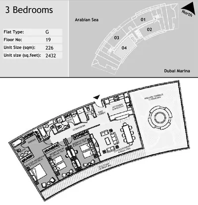 Unit 1904 - 3 Bed - 2432sqft