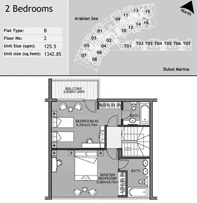 TH 2 - 2 Bed - 1349 sqft - F-Flr