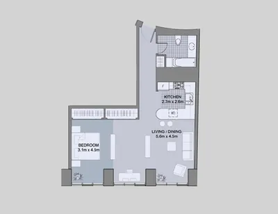 Podium Unit 01 - 1 Bedroom - 784 sq ft