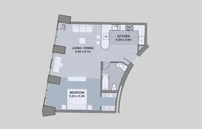 Podium Unit 04 - 1 Bedroom - 734 sq ft