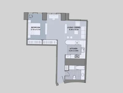 Podium Unit 06 - 1 Bedroom - 799 sq ft