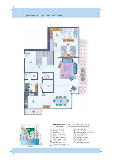 Level 28 Unit 04 - 4Bed Duplex Lower