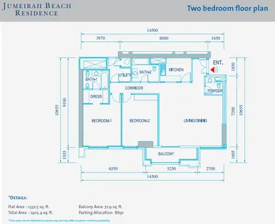 2 - Bedroom - 1405 sq ft