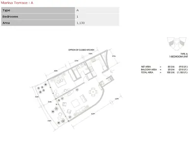 1 - Bedroom - 1130 sq ft