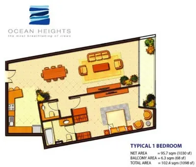 1 Bedroom - 1098 sq ft