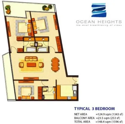 3 Bedroom - 1596 sq ft
