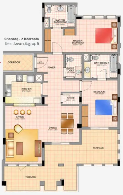 2 - Bedroom - 1645 sq ft