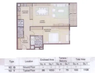 Typical 1 Bedroom
