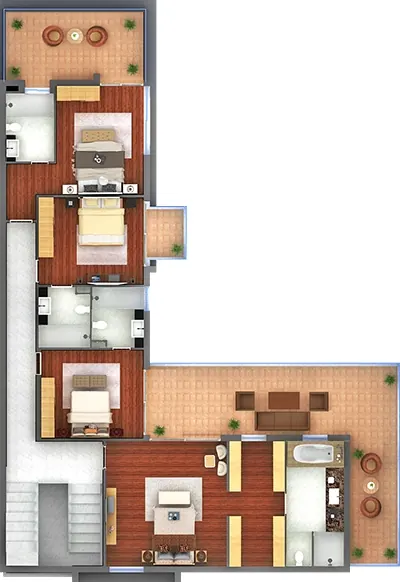 Garden - 4 Bed - Upper