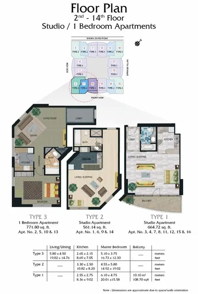 Studio and 1 Beds