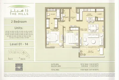 Lev 01-14 - 2 Bed - 1277sq ft