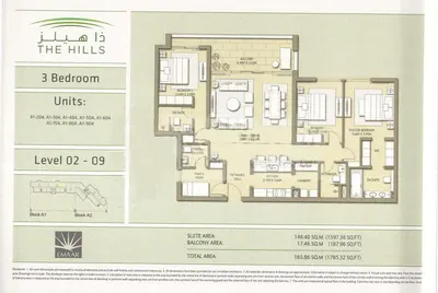Lev 02-09 - 3 Bed - 1785sq ft