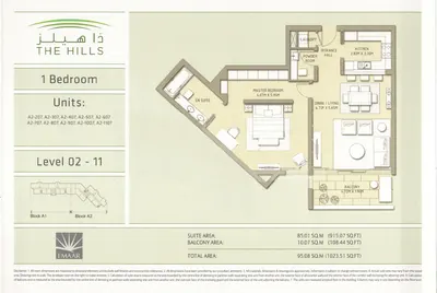 Lev 02-11 - 1 Bed - 1024sq ft