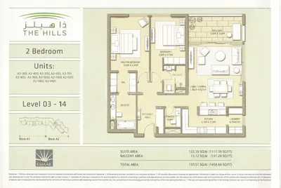 Lev 03-14 - 2 Bed - 1459sq ft