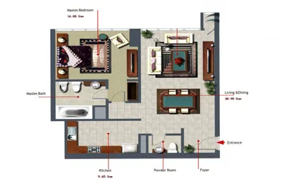 Type B1 - 1 bed 903 sqft