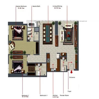 Type F - 2 bed 1431 sqft